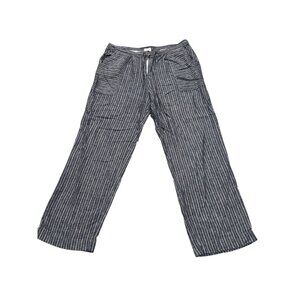Striped Linen Blend Wide-Leg Pants By Laundry By Shelli Segal Size 12